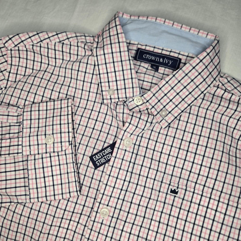 Crown And Ivy Shirt XL Multicolor Plaid Long Sleeve Button Down Measurement Pics